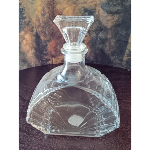 Vintage Art Deco Clear Glass Decanter With Stopper 7 3/4" - Picture 1 of 13